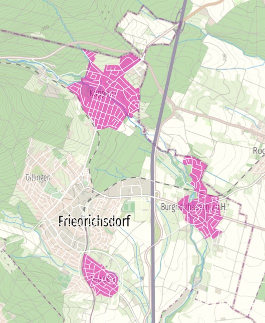 Ausbaugebiete in Friedrichsdorf