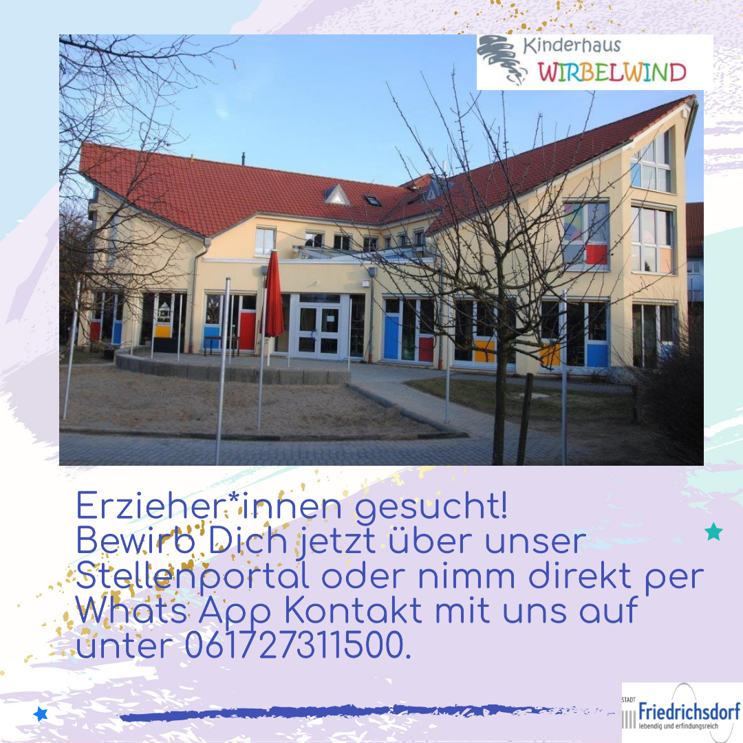 Erzieher*innen gesucht - Kinderhaus Wirbelwind