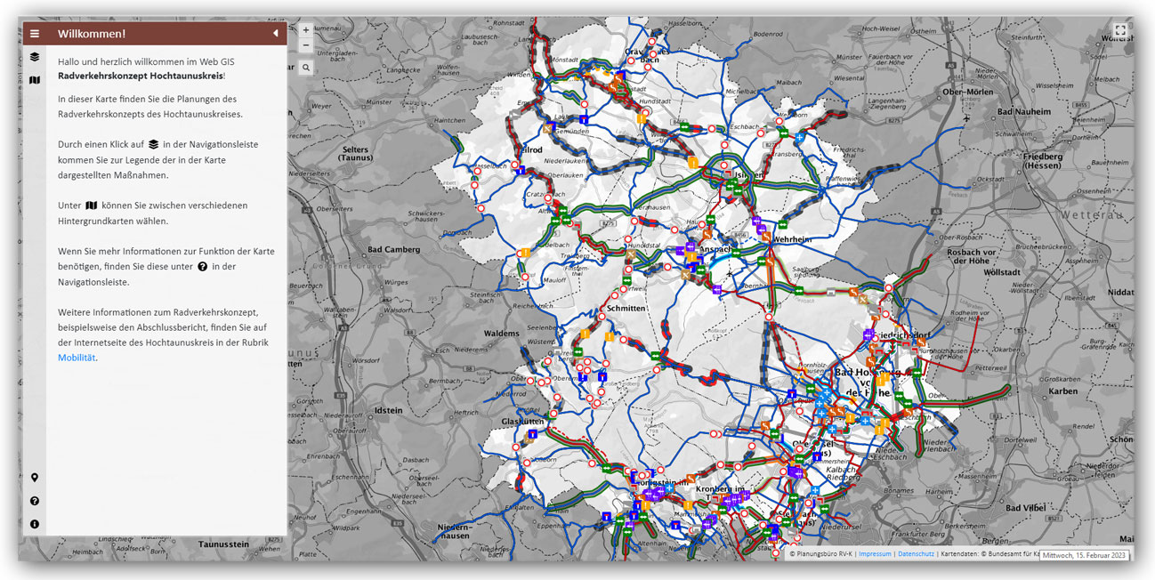 Web GIS Radverkehrskonzept Hochtaunuskreis