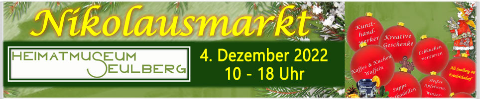 Nikolausmarkt am 4. Dezember 2022 von 10 bis 18 Uhr am Heimatmuseum Seulberg