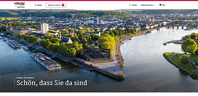 Auszug der Internetseite Touristik Information Koblenz 