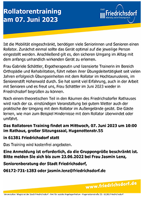 Rollatorentraining am 07.06.2023