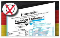 Musterstimmzettel für die Bundestagswahl am 24. September 2017