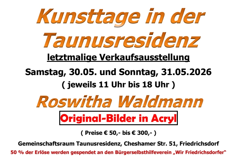 Ankündigung Kunsttage in der Taunusresidenz