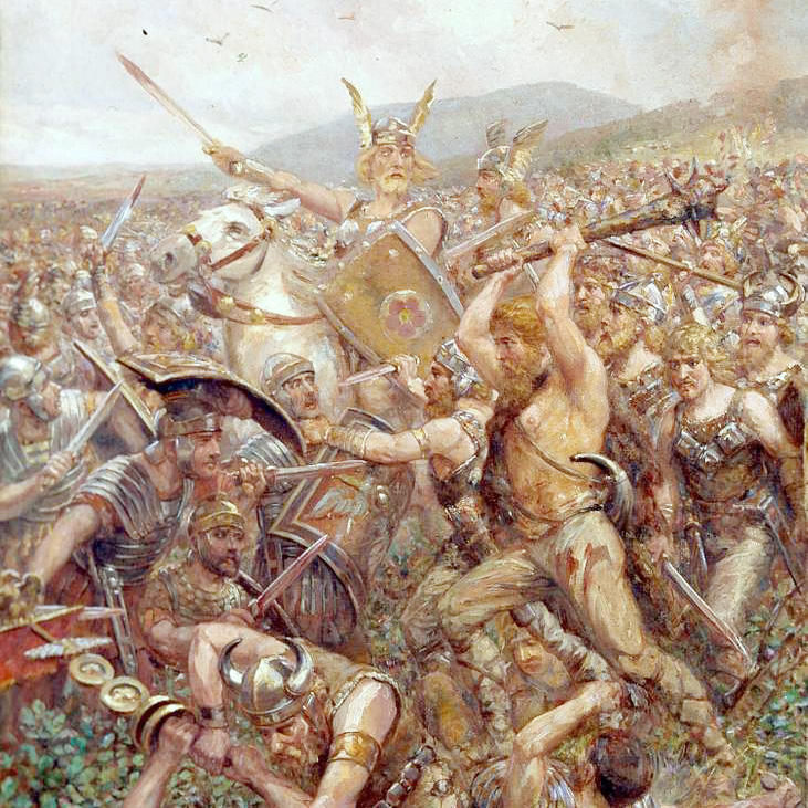 Gemälde der Varusschlacht von Otto Albert Koch aus dem Jahr 1909