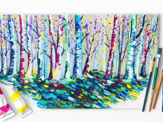  Birkenwald mit bunten Farben