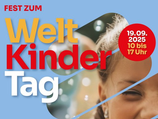 Sie sehen das Plakat zum Fest zum Weltkindertag am 19.09.2025 von 10.00 Uhr bis 17.00 Uhr auf dem Gelände des Kleingartenvereins Friedrichsdorf am Petterweiler Holzweg. Neben dem Datum und der Örtlichkeit ist ein Kind durch den Scherenschnitt des Logos der Stadt Friedrichsdorf zu sehen. Im unteren Bereich des Bilds wird erwähnt, dass das Fest von Friedrichsdorfer Vereinen und Organisationen gestaltet wird und dass es Aktivitäten wie eine Clown Show, Basteln, Quizen, Spiele, Lachyoga, Natur erleben sowie Sport gibt.