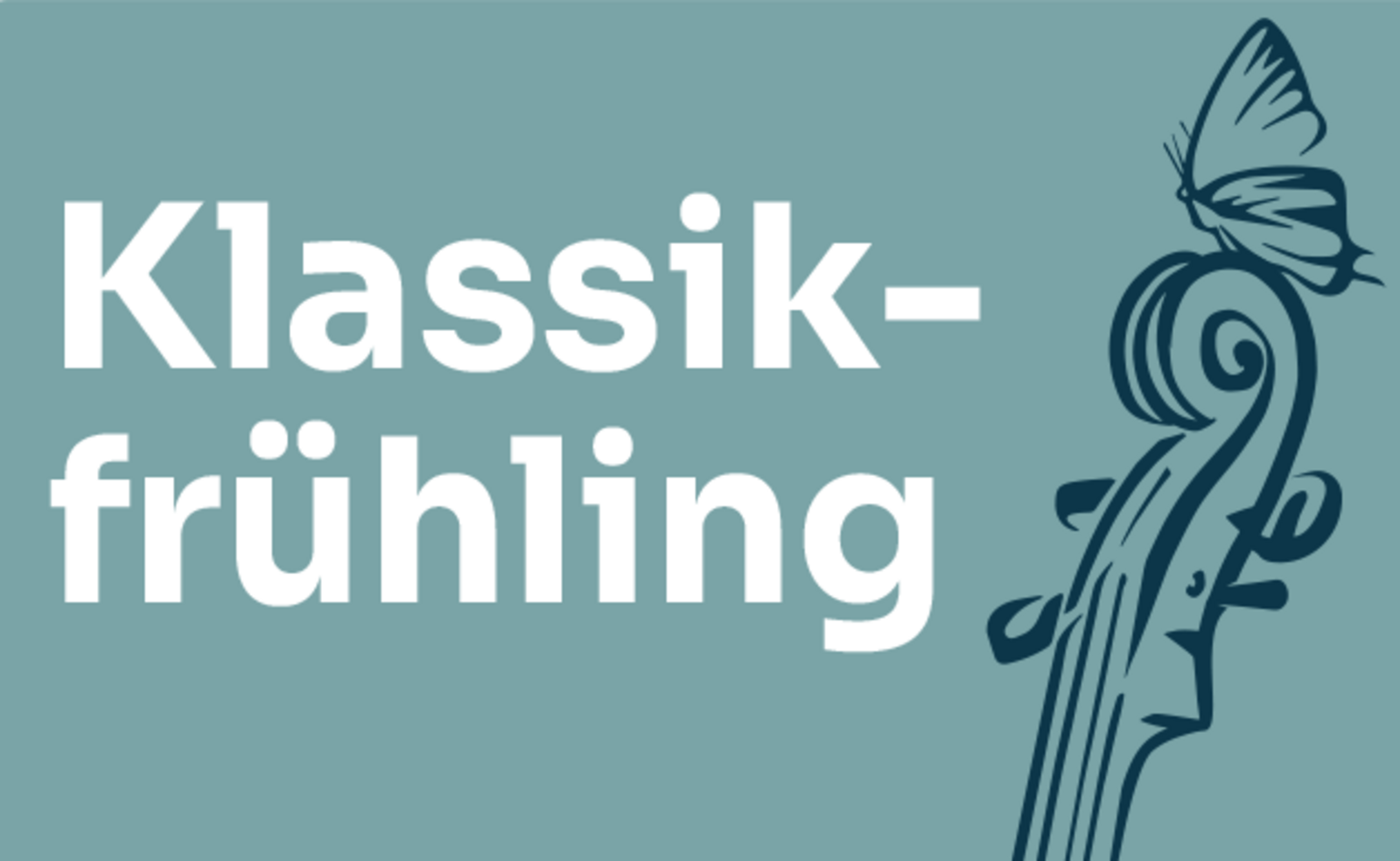 Die Grafik zeigt eine Cello-Schnecke, auf der ein Schmetterling sitzt. 