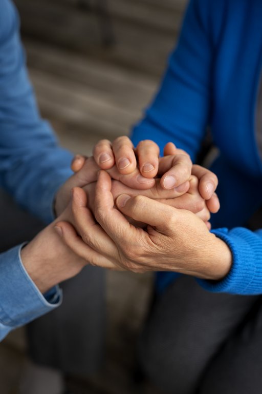 Hände halten sich gegenseitig zur Unterstützung