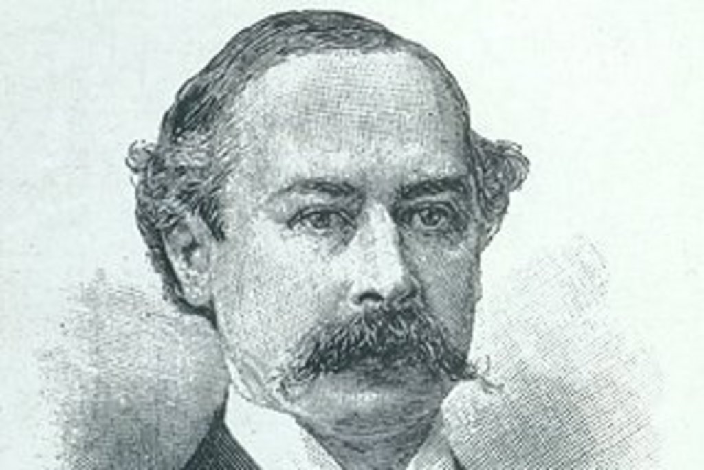 Porträt von Silvanus Phillips Thompson, dargestellt in formeller Kleidung des späten 19. Jahrhunderts. Die Illustration zeigt ihn mit Schnurrbart und ernstem Blick und stammt aus einer zeitgenössischen Veröffentlichung.