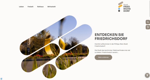Screenshot der Startseite von www.friedrichsdorf.de