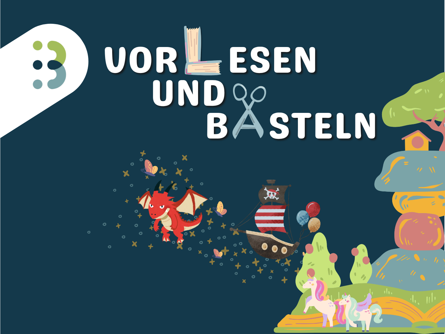 Werbung Vorlesen und Basteln in der Stadtbücherei